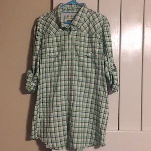 Green plaid fishing shirt